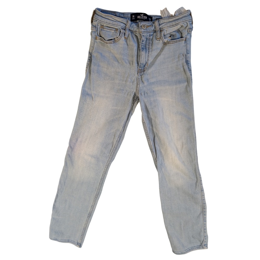 Hollister Women's High-Rise Slim Straight Light Wash Denim Jeans Size 3R 26x26